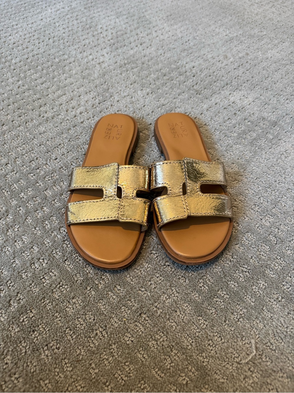 Naturalizer Metallic Gold Slip-On Sandals